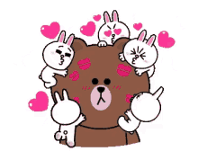 Gif lapins ours câlin